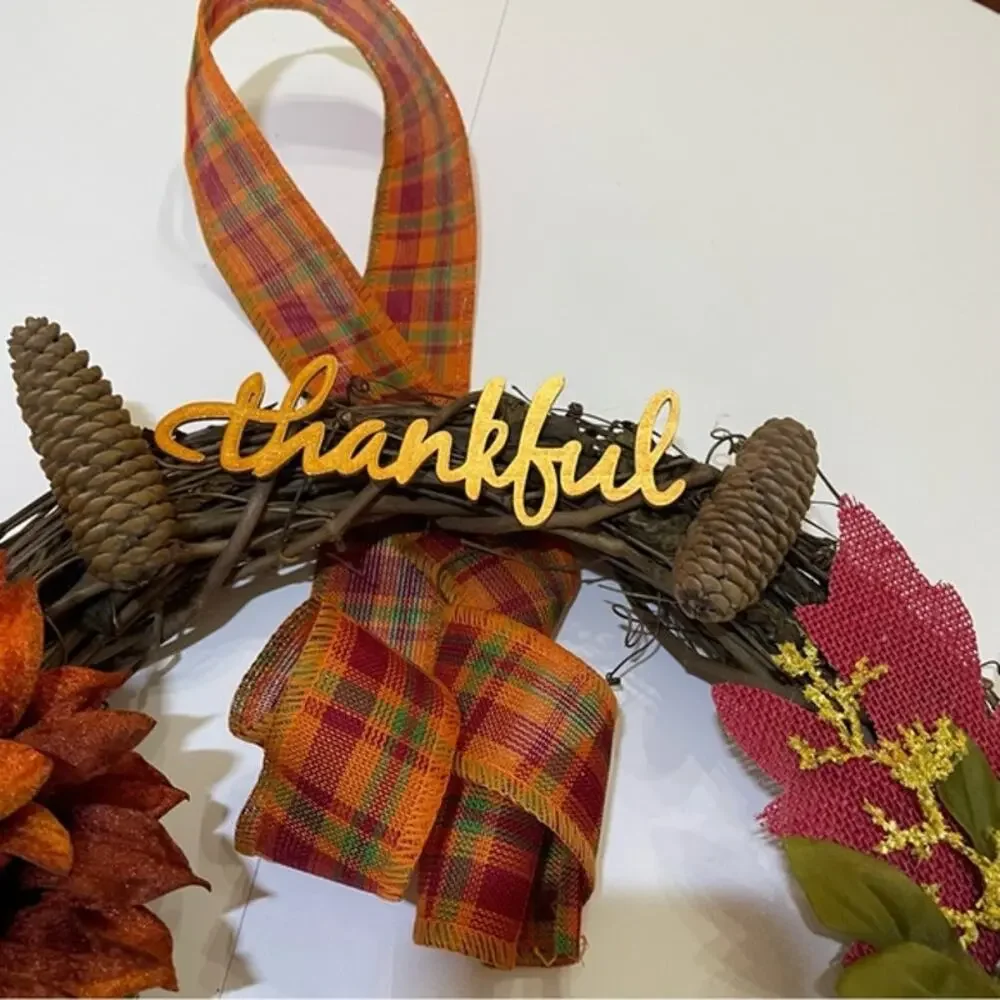 Thankful Owl Harvest Grapevine Wreath 16